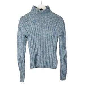 Autumn Cashmere Mock Neck Sweater Pullover Blue